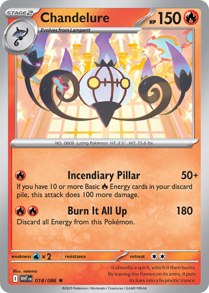 (018/086) Pokemon TCG White Flare: Additionals Single: Chandelure Rare Master Ball Holo