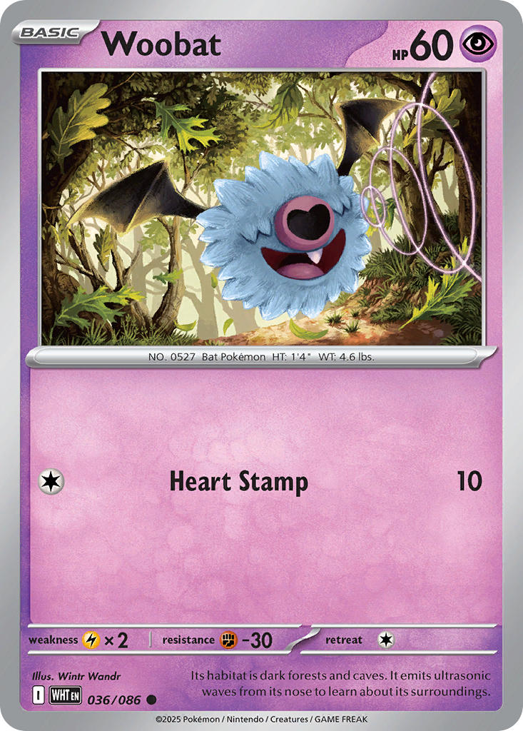 (036/086) Pokemon TCG White Flare Single: Woobat Common