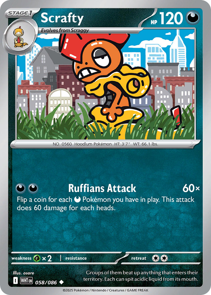 (058/086) Pokemon TCG White Flare Single: Scrafty Reverse Holo Uncommon