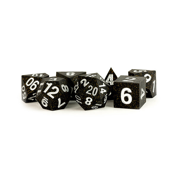 Fanroll: 16mm Sharp Edge Silicone Rubber Poly Dice Set: Gold Scatter