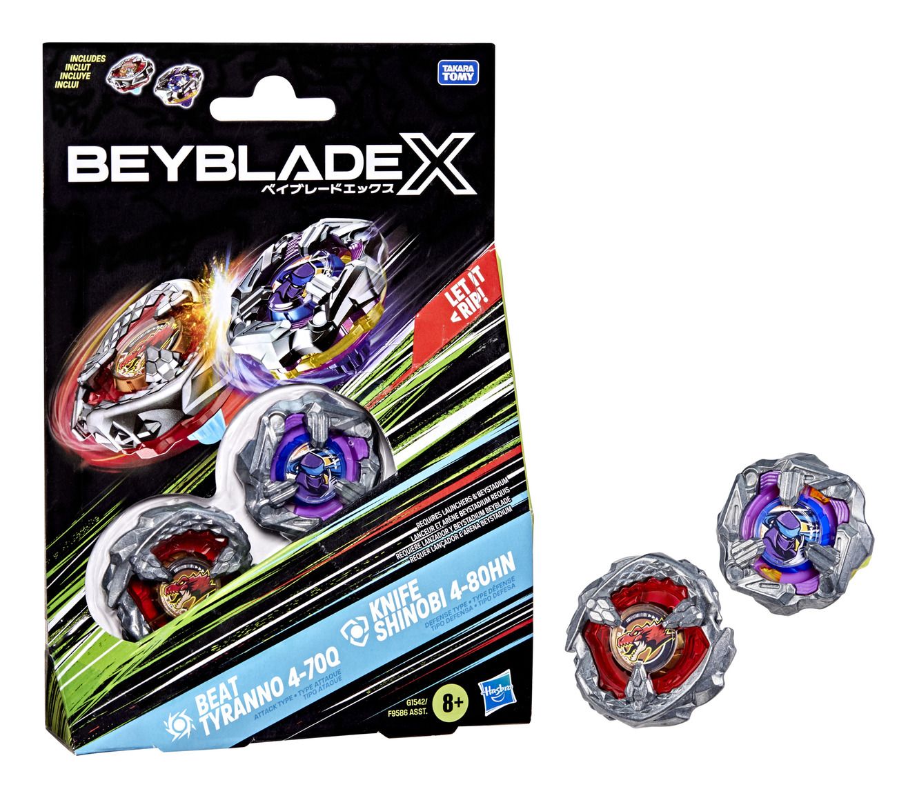 Beyblade X: Beat Tyranno 4-70Q & Knife Shinobi 4-80HN Dual Pack Set