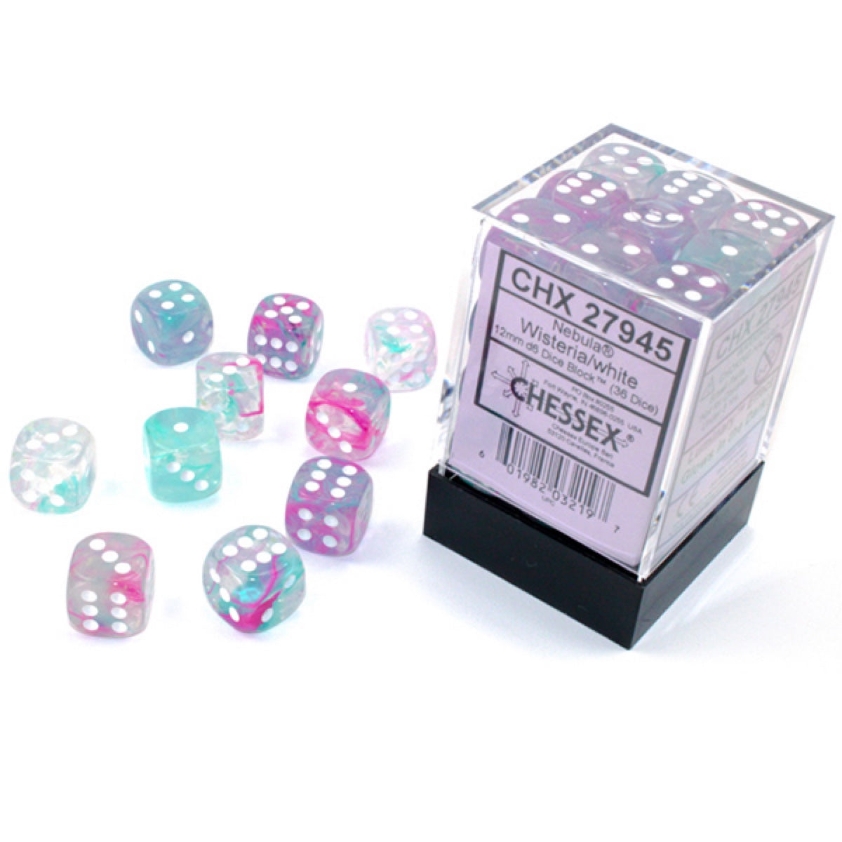 Chessex: Nebula 12mm D6 Dice Block: Luminary Wisteria White Dice Block