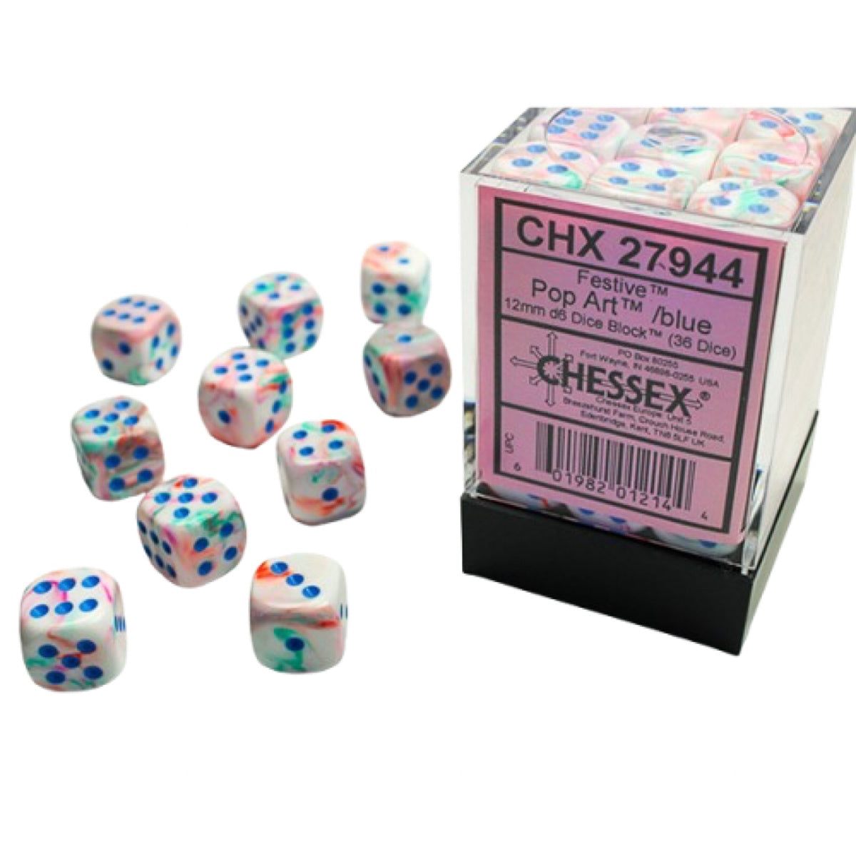 Chessex: Festive 12mm D6 Dice Block: Pop Art /Blue