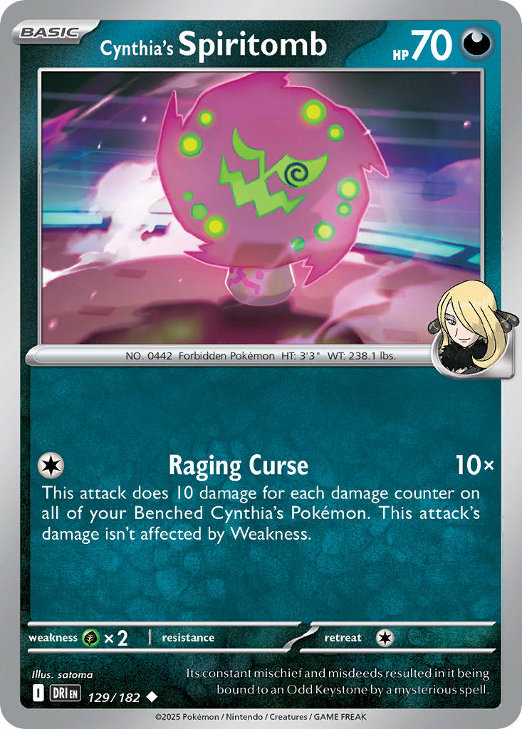 (129/182) Pokemon TCG Destined Rivals Single: Cynthia's Spiritomb Uncommon