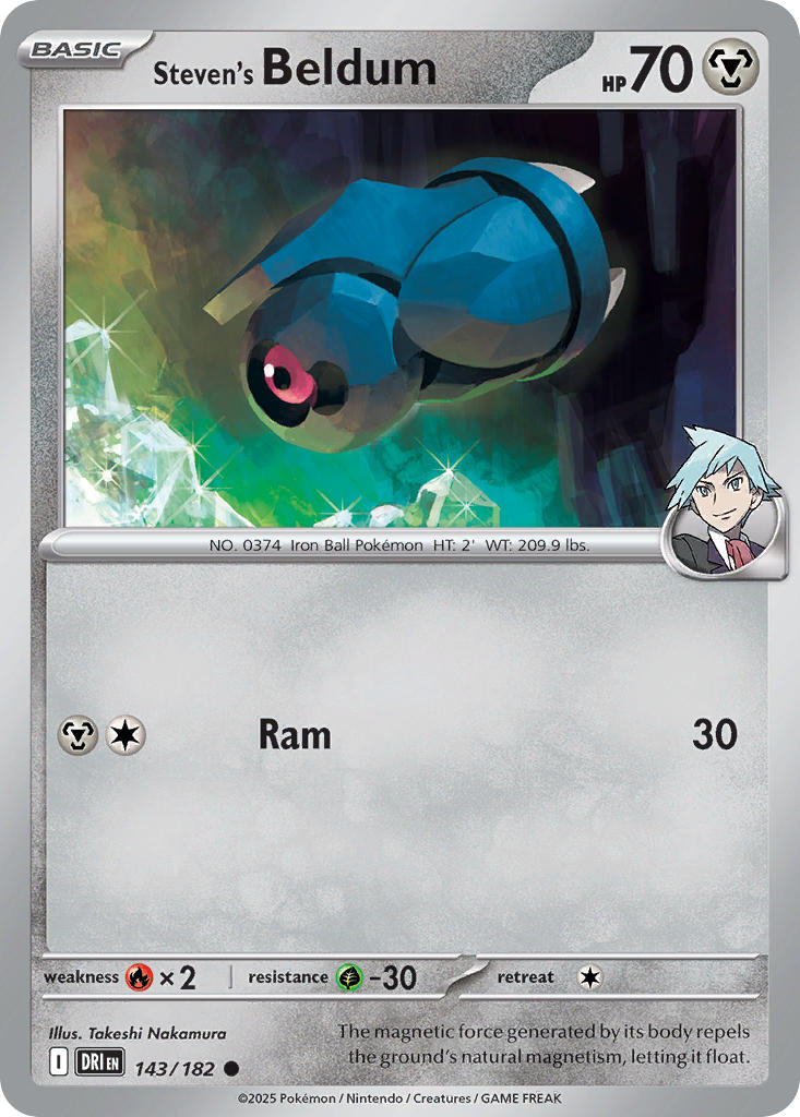(143/182) Pokemon TCG Destined Rivals Single: Steven's Beldum Common