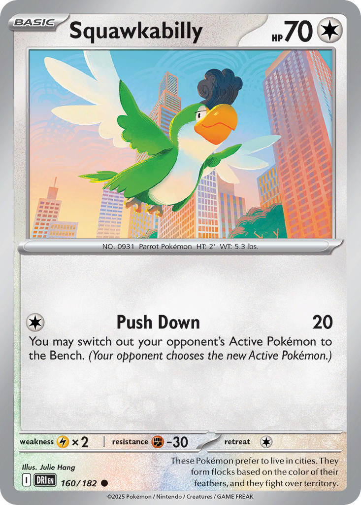 (160/182) Pokemon TCG Destined Rivals Single: Squawkabilly Reverse Holo Common