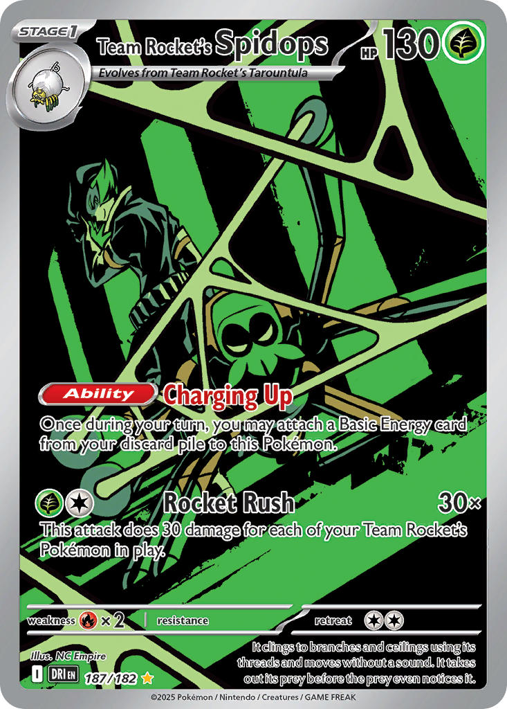 (187/182) Pokemon TCG Destined Rivals Single: Team Rocket's Spidops Illustration Rare