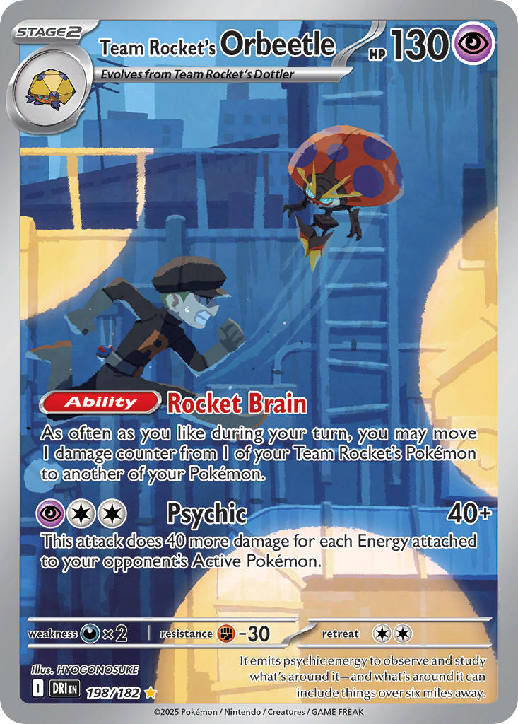 (198/182) Pokemon TCG Destined Rivals Single: Team Rocket's Orbeetle Illustration Rare