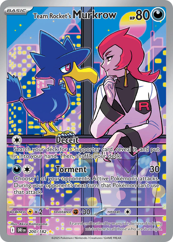 (200/182) Pokemon TCG Destined Rivals Single: Team Rocket's Murkrow Illustration Rare