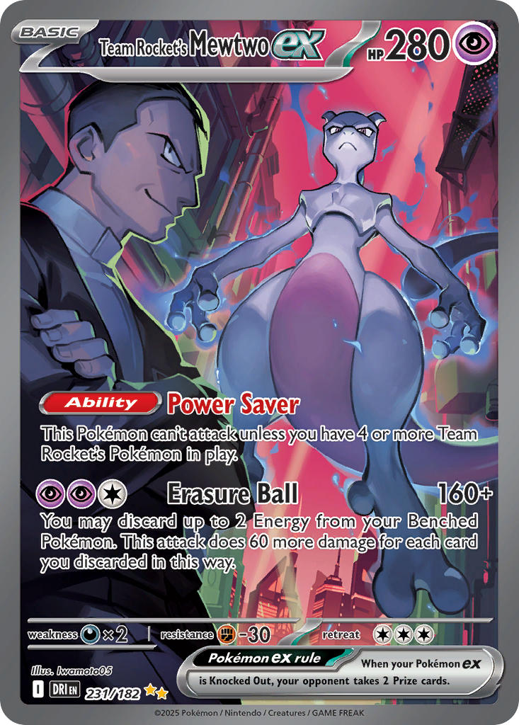 (231/182) Pokemon TCG Destined Rivals Single: Team Rocket's Mewtwo ex Special Illustration Rare