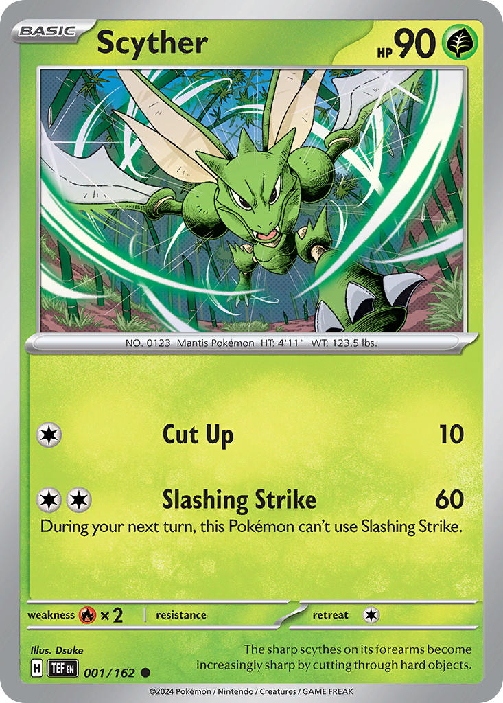 (001/162) Pokemon TCG Temporal Forces Single: Scyther Common