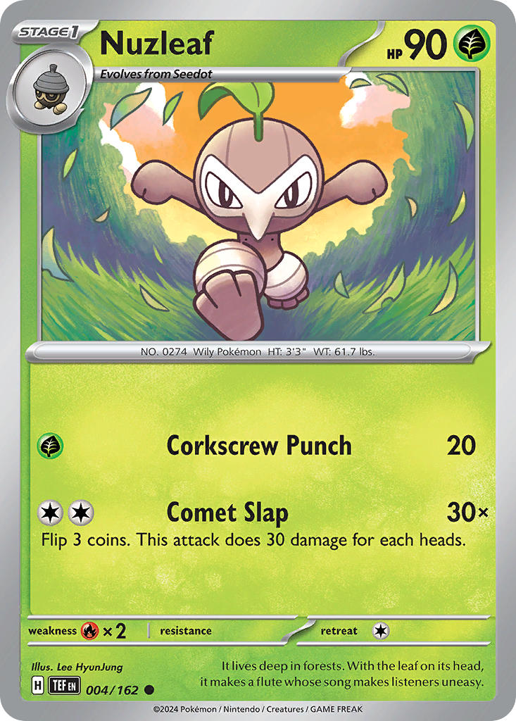 (004/162) Pokemon TCG Temporal Forces Single: Nuzleaf Common