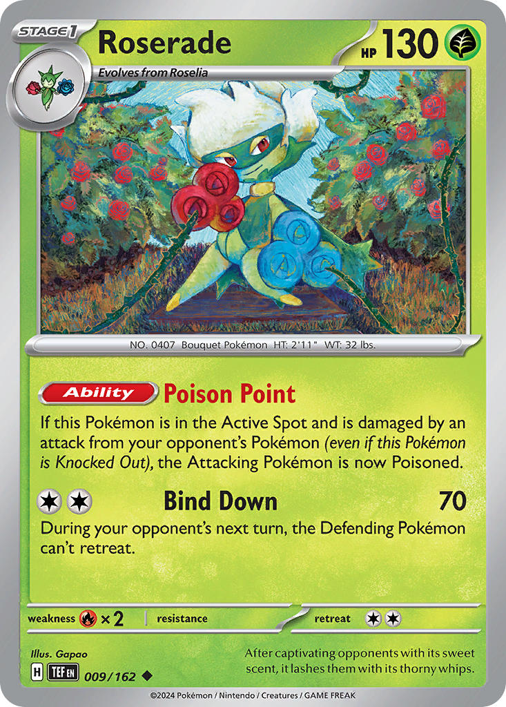 (009/162) Pokemon TCG Temporal Forces Single: Roserade Uncommon