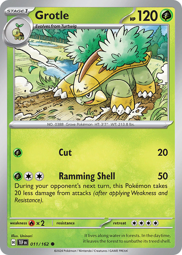 (011/162) Pokemon TCG Temporal Forces Single: Grotle Reverse Holo Common