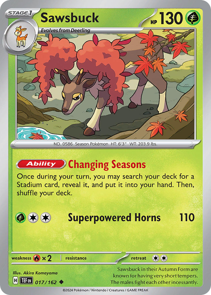 (017/162) Pokemon TCG Temporal Forces Single: Sawsbuck Uncommon