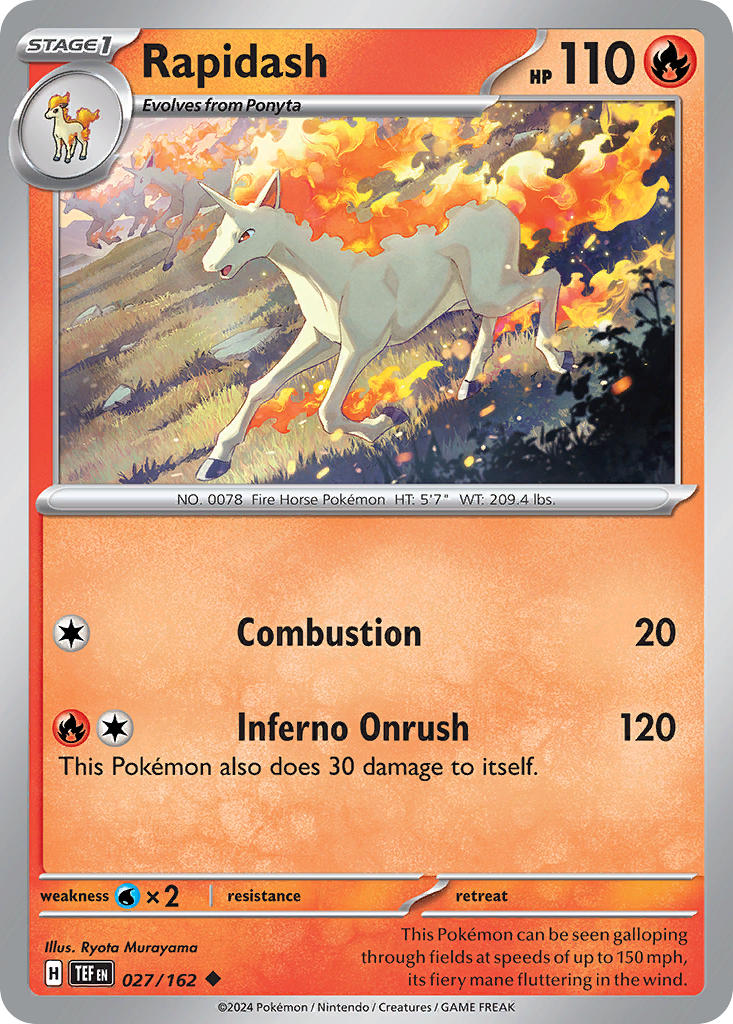 (027/162) Pokemon TCG Temporal Forces Single: Rapidash Uncommon