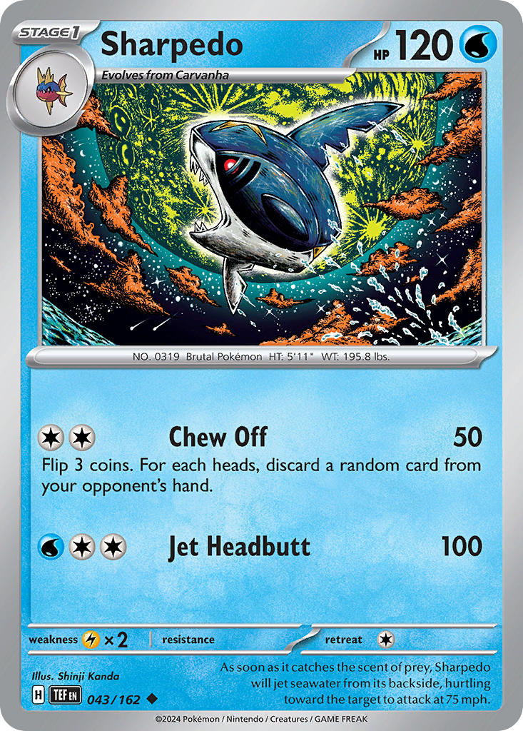 (043/162) Pokemon TCG Temporal Forces Single: Sharpedo Uncommon