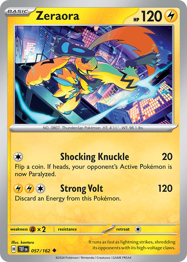 (057/162) Pokemon TCG Temporal Forces Single: Zeraora Reverse Holo Uncommon
