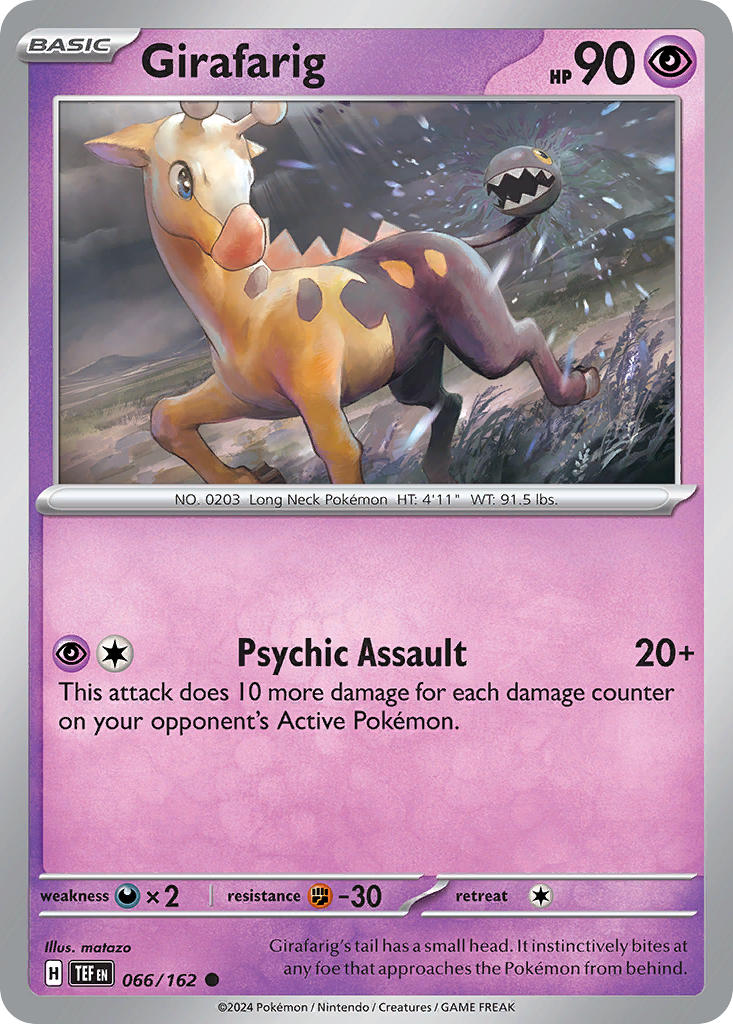 (066/162) Pokemon TCG Temporal Forces Single: Girafarig Reverse Holo Common