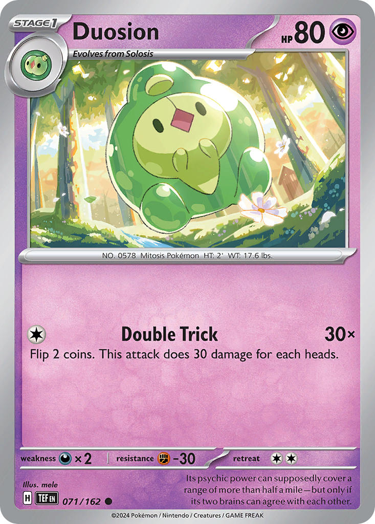 (071/162) Pokemon TCG Temporal Forces Single: Duosion Reverse Holo Common