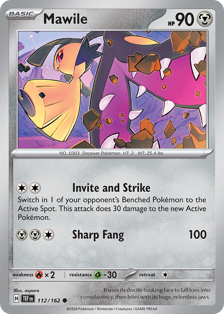 (112/162) Pokemon TCG Temporal Forces Single: Mawile Reverse Holo Common