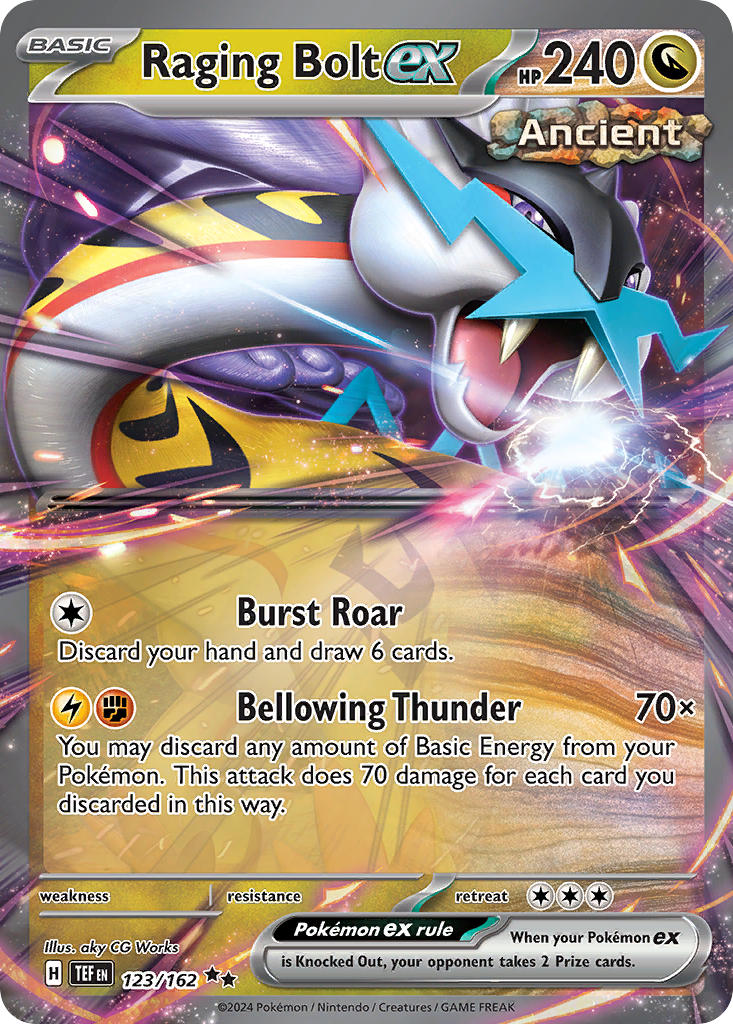 (123/162) Pokemon TCG Temporal Forces Single: Raging Bolt ex Double Rare