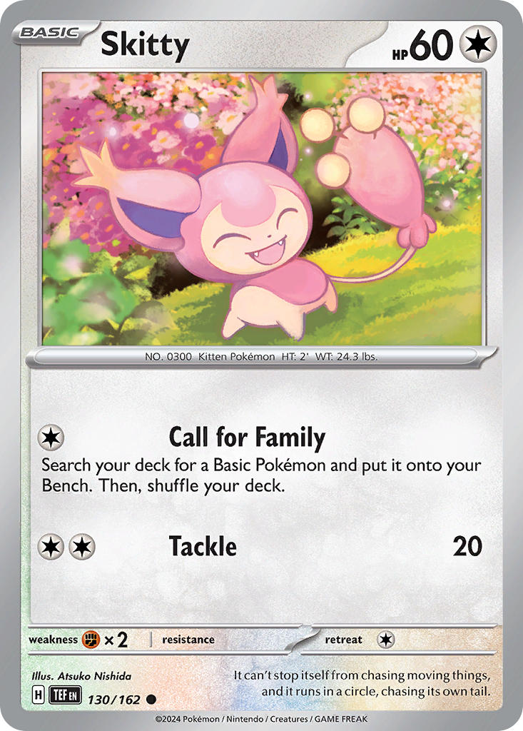 (130/162) Pokemon TCG Temporal Forces Single: Skitty Reverse Holo Common