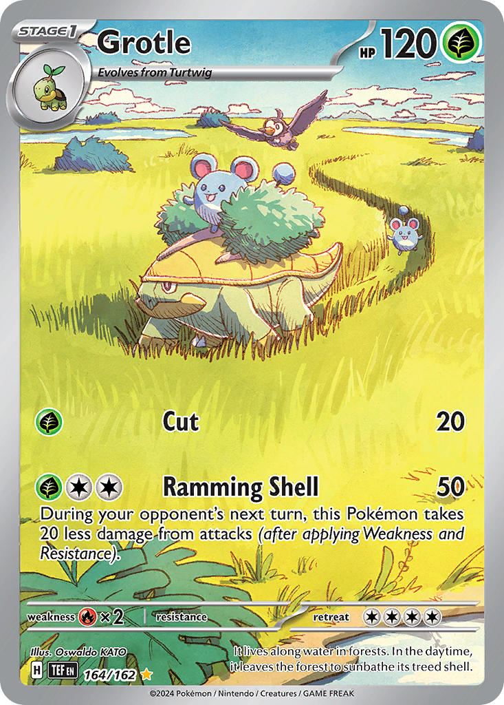 (164/162) Pokemon TCG Temporal Forces Single: Grotle Illustration Rare