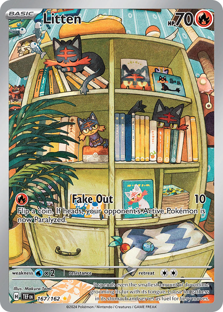 (167/162) Pokemon TCG Temporal Forces Single: Litten Illustration Rare