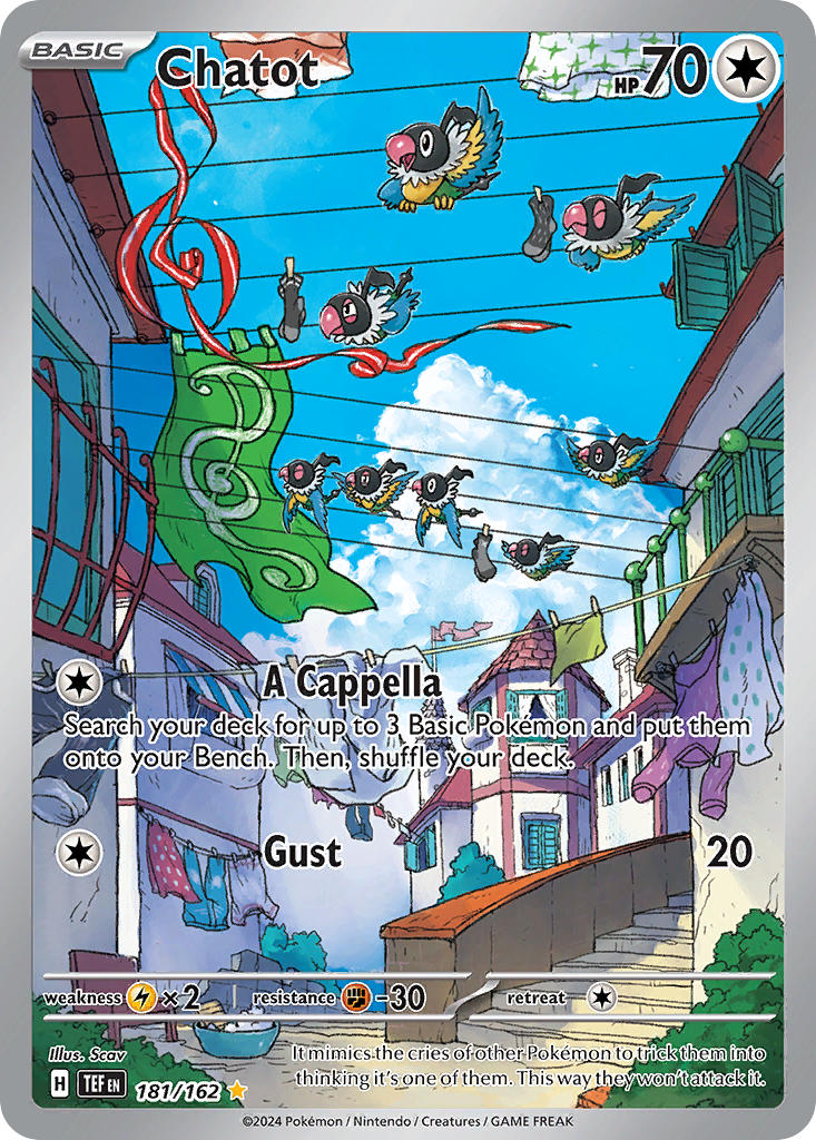 (181/162) Pokemon TCG Temporal Forces Single: Chatot Illustration Rare