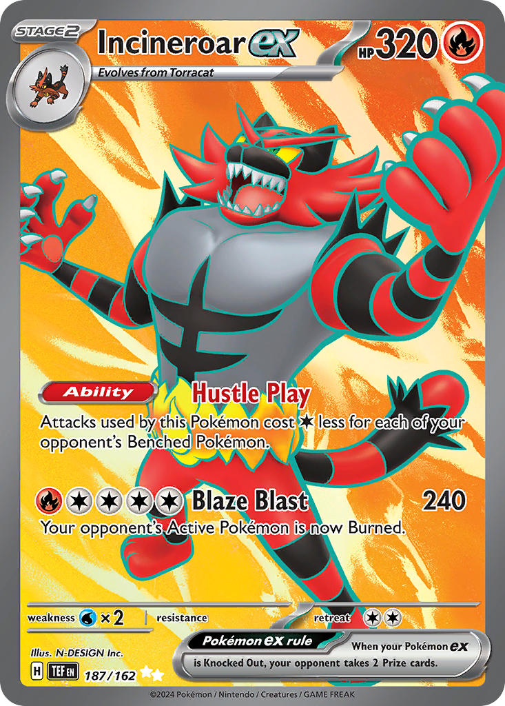 (187/162) Pokemon TCG Temporal Forces Single: Incineroar ex Ultra Rare