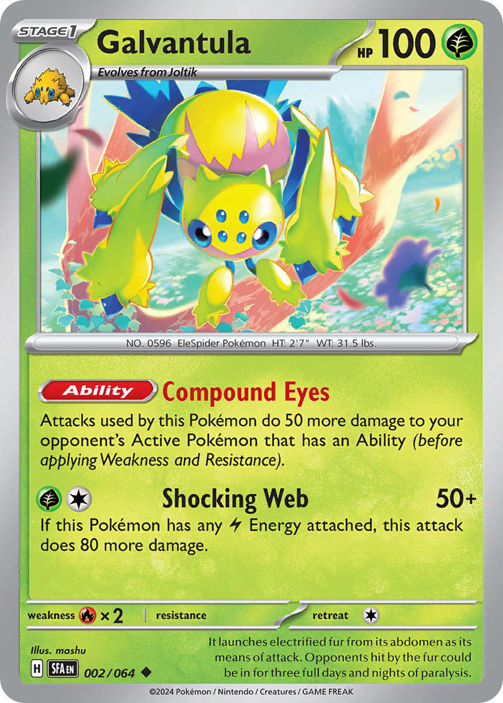 (002/064) Pokemon TCG Shrouded Fable Single: Galvantula Reverse Holo Uncommon