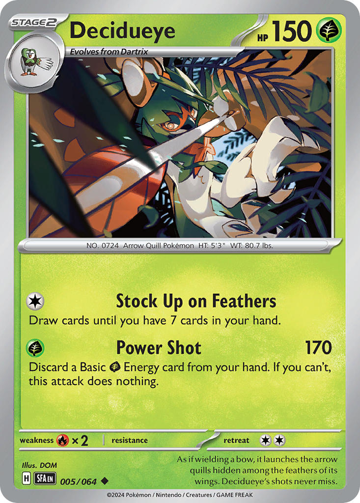 (005/064) Pokemon TCG Shrouded Fable Single: Decidueye Reverse Holo Uncommon