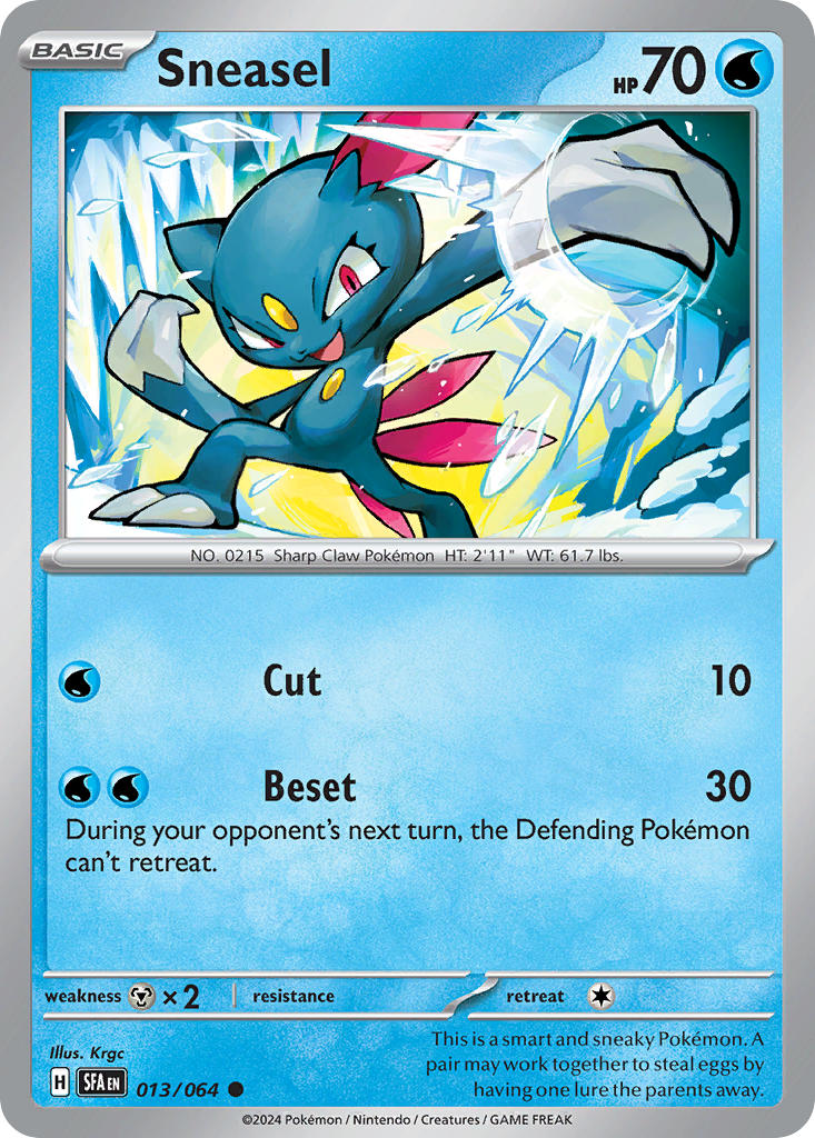 (013/064) Pokemon TCG Shrouded Fable Single: Sneasel Reverse Holo Common