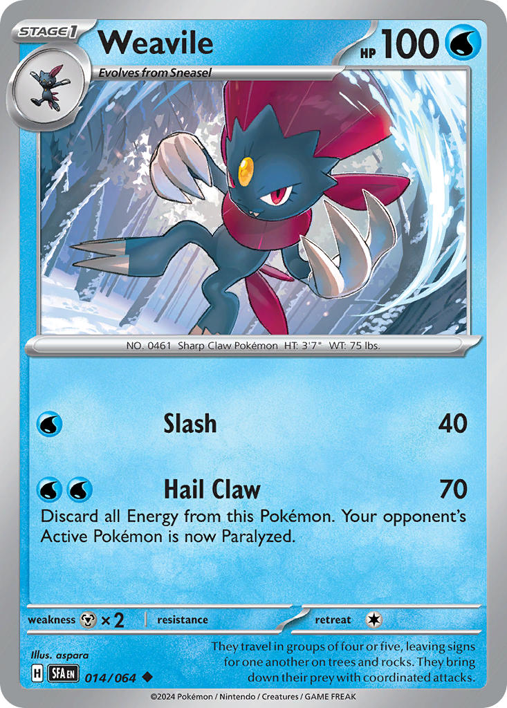 (014/064) Pokemon TCG Shrouded Fable Single: Weavile Reverse Holo Uncommon
