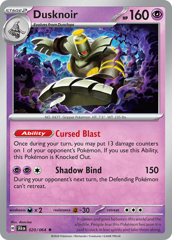 (020/064) Pokemon TCG Shrouded Fable Single: Dusknoir Rare