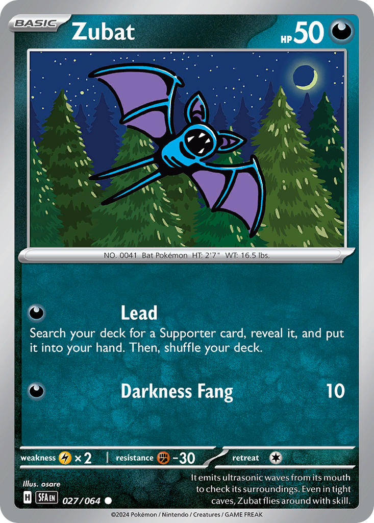 (027/064) Pokemon TCG Shrouded Fable Single: Zubat Reverse Holo Common