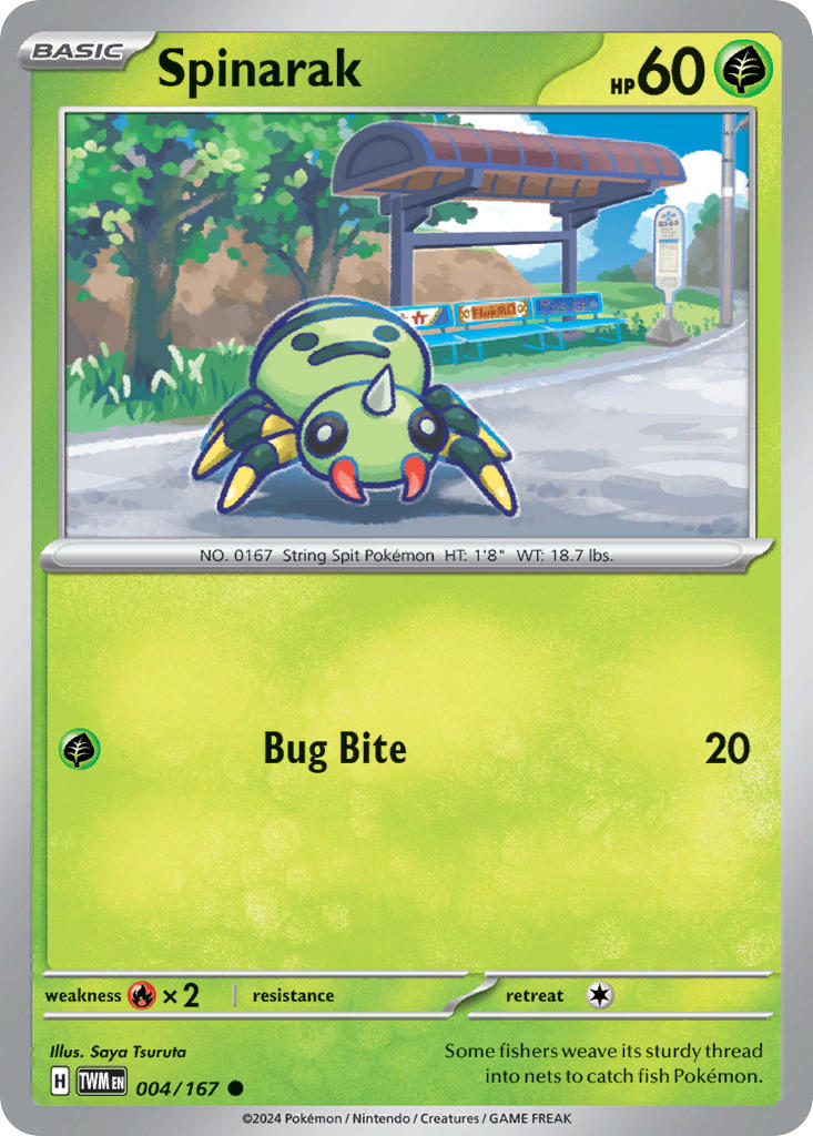 (004/167) Pokemon TCG Twilight Masquerade Single: Spinarak Reverse Holo Common