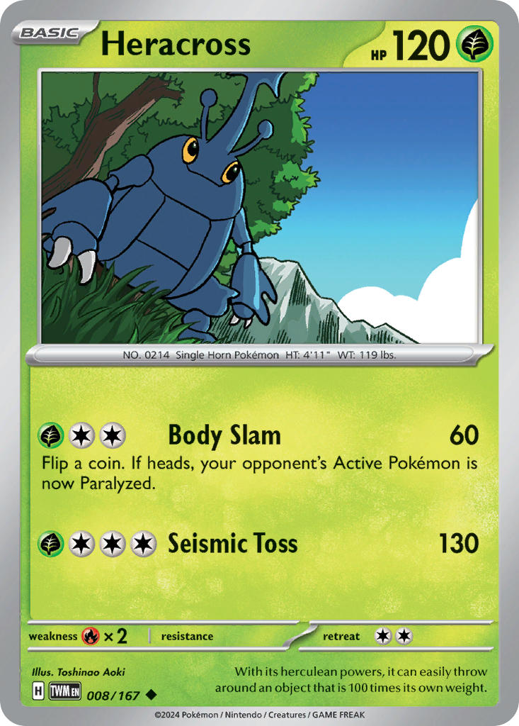 (008/167) Pokemon TCG Twilight Masquerade Single: Heracross Uncommon