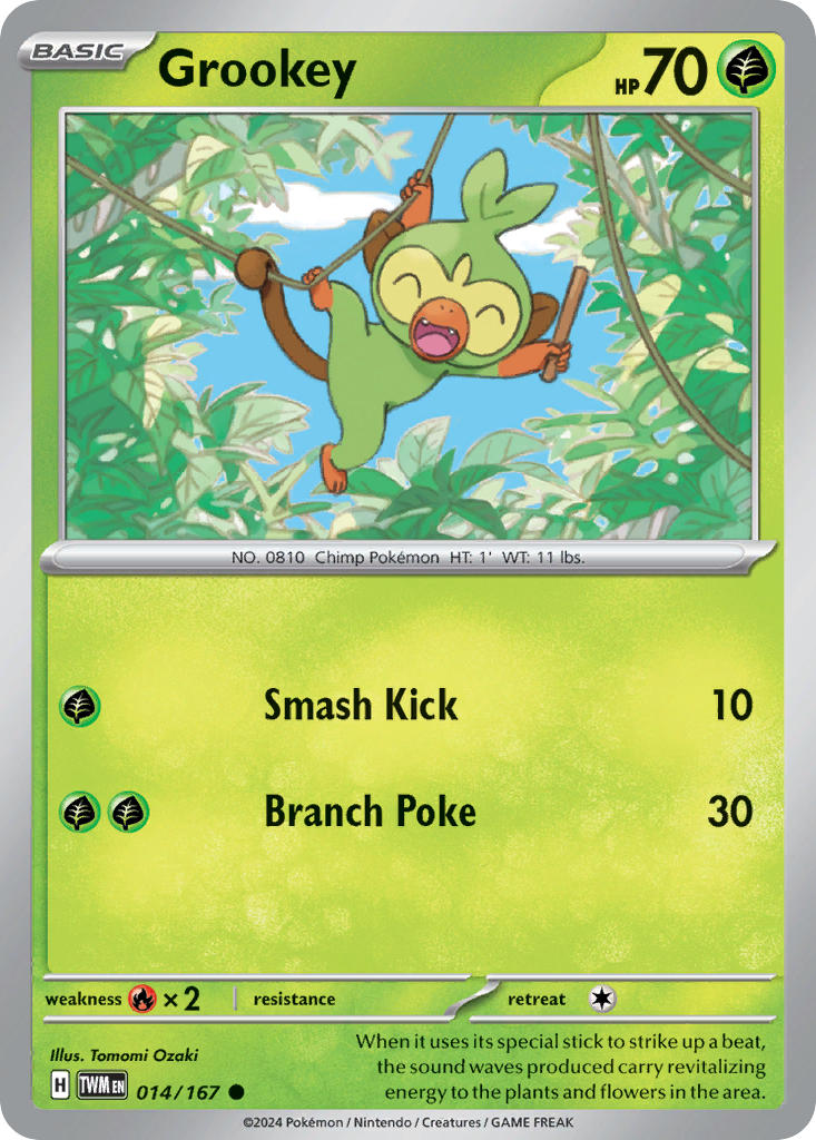 (014/167) Pokemon TCG Twilight Masquerade Single: Grookey Reverse Holo Common