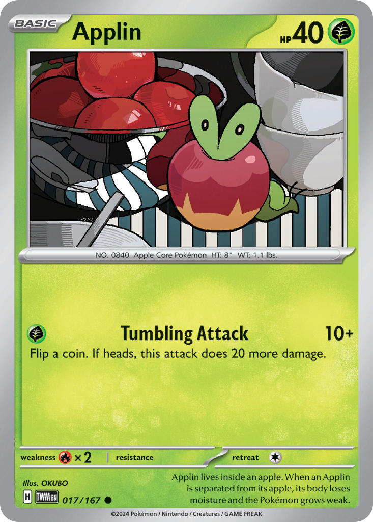 (017/167) Pokemon TCG Twilight Masquerade Single: Applin Common
