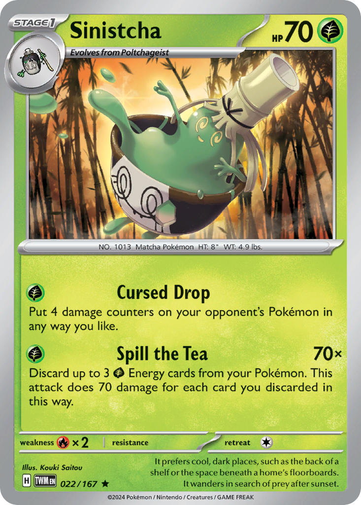 022/167) Pokemon TCG Twilight Masquerade Single: Sinistcha Promo Puca Puca Games 022/167) Pokemon TCG Twilight Masquerade Single: Sinistcha Promo Puca Puca Games