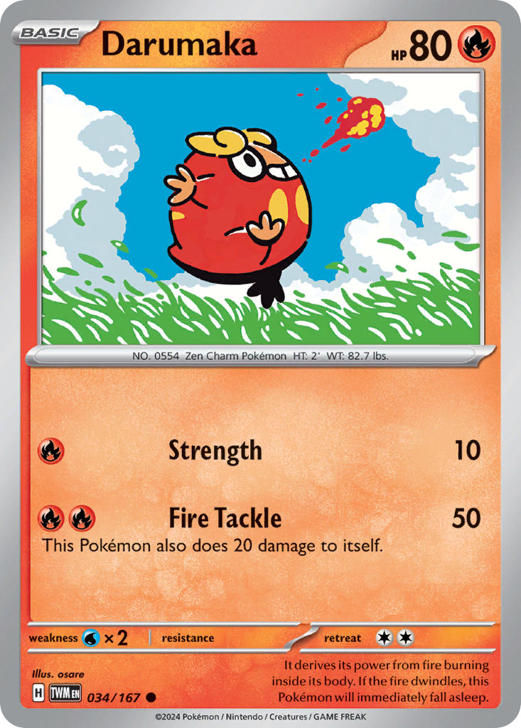 (034/167) Pokemon TCG Twilight Masquerade Single: Darumaka Common