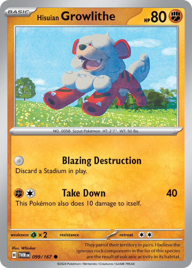 (099/167) Pokemon TCG Twilight Masquerade Single: Hisuian Growlithe Reverse Holo Common
