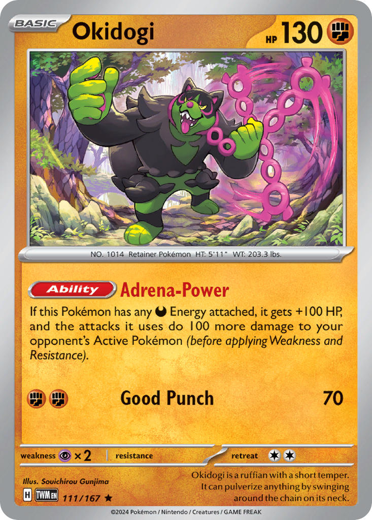 (111/167) Pokemon TCG Twilight Masquerade Single: Okidogi Reverse Holo Rare