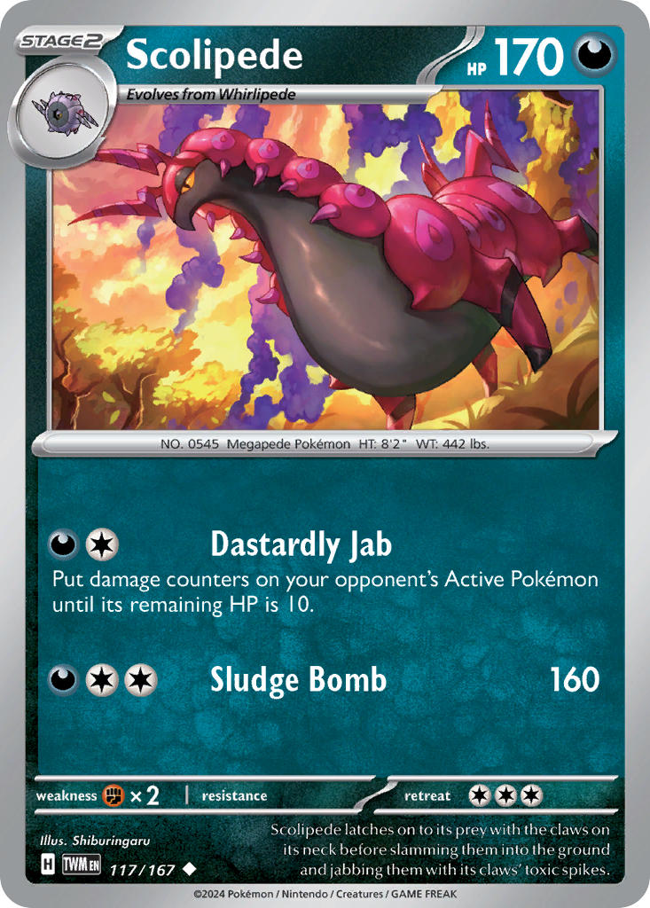 (117/167) Pokemon TCG Twilight Masquerade Single: Scolipede Uncommon