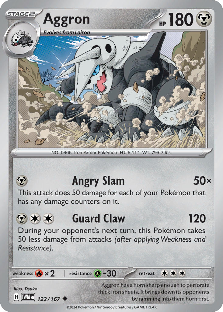 (122/167) Pokemon TCG Twilight Masquerade Single: Aggron Reverse Holo Uncommon
