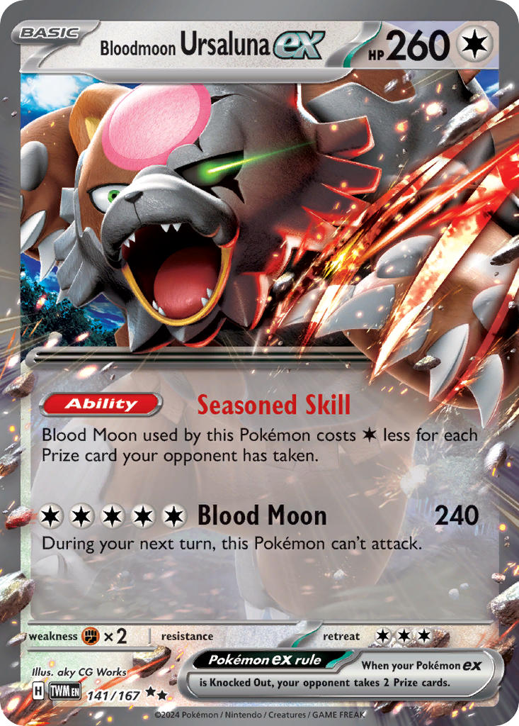 (141/167) Pokemon TCG Twilight Masquerade Single: Bloodmoon Ursaluna ex Double Rare