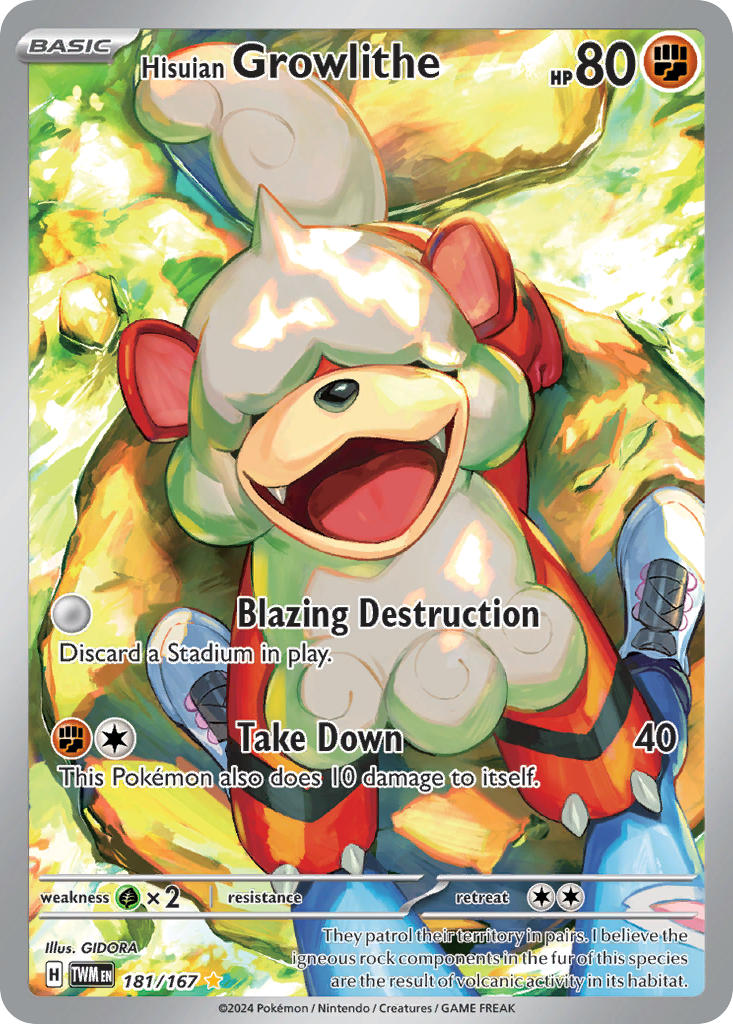 (181/167) Pokemon TCG Twilight Masquerade Single: Hisuian Growlithe Illustration Rare