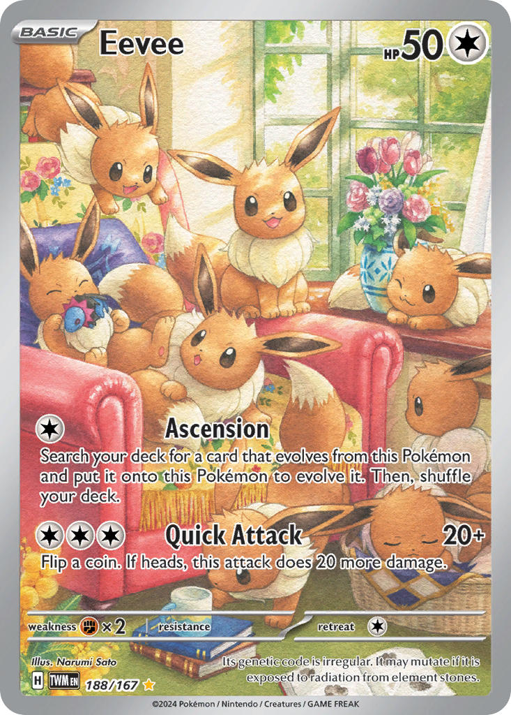(188/167) Pokemon TCG Twilight Masquerade Single: Eevee Illustration Rare